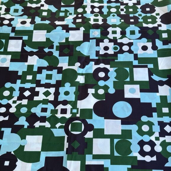 1970s Klopman Mills Burlington Blue Green Mod Geometric Apparel Fabric 2.5ydx45" - Picture 2 of 6